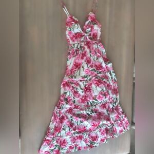 Floral Pink and White Dress